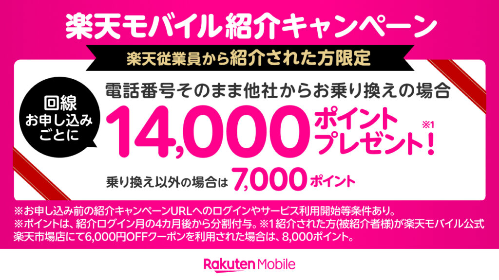楽天モバイル楽天社員紹介キャンペーン