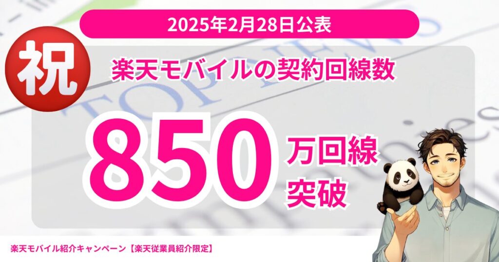 祝楽天モバイルの契約回線数が850万回線突破