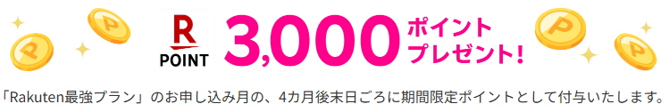 楽天ポイント3,000ポイントプレゼント