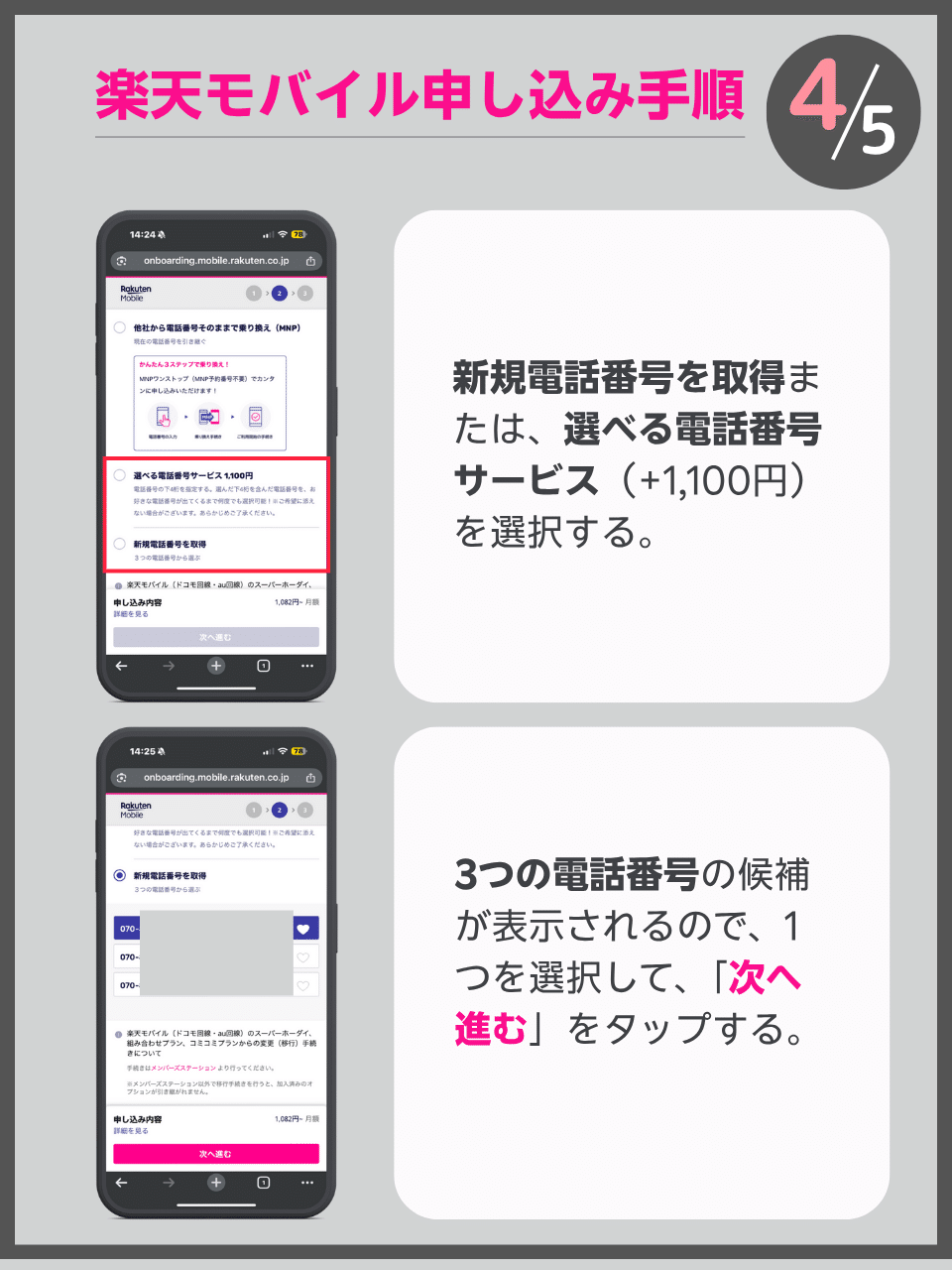 楽天モバイル申し込み手順4