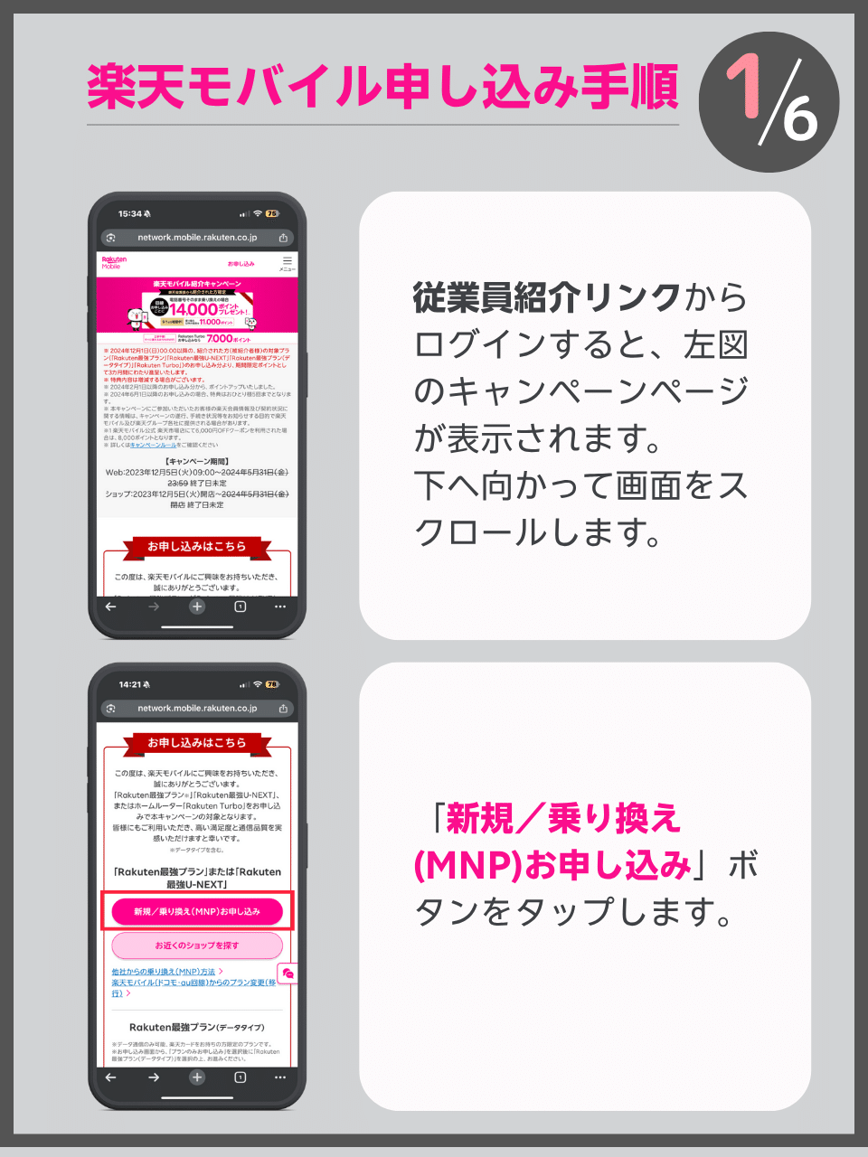 楽天モバイル申し込み手順1/6