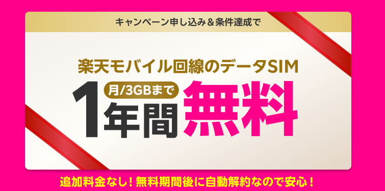 楽天モバイル データSIM1年間無料キャンペーンとは