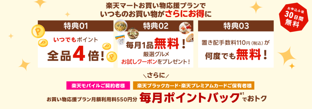 楽天マート、お買い物、応援プラン