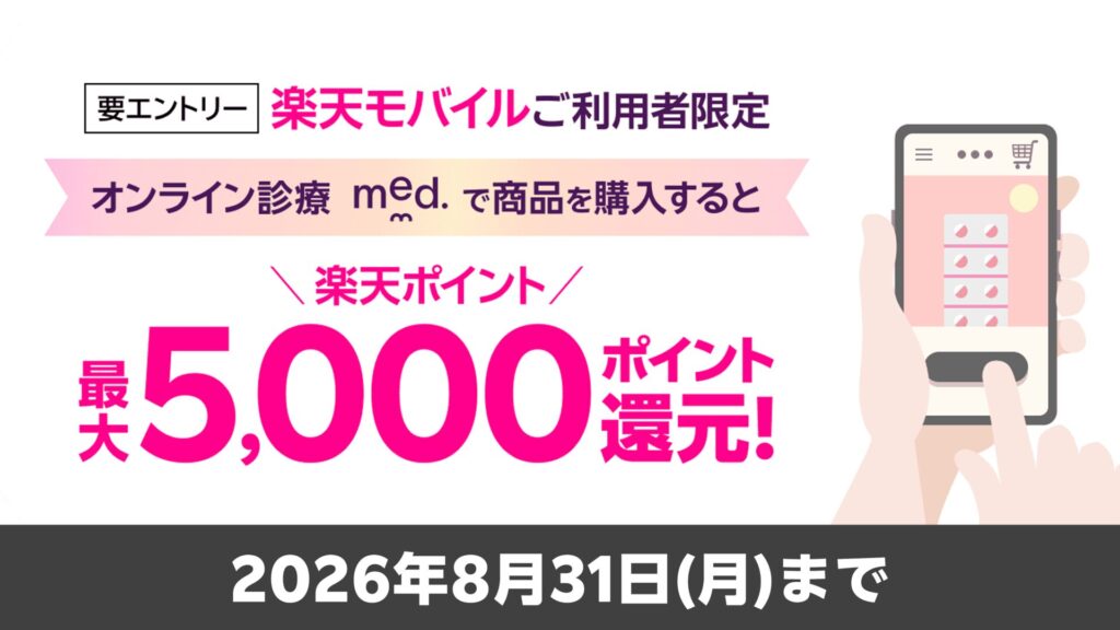 【med.×楽天モバイル】エントリー＋商品購入でポイント進呈キャンペーン