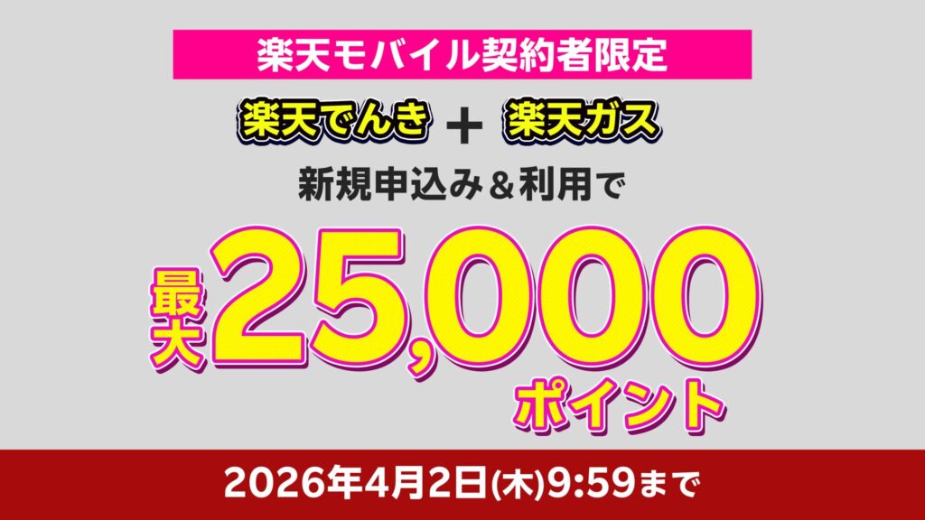 楽天モバイル契約者限定　楽天でんき×楽天ガスキャンペーン