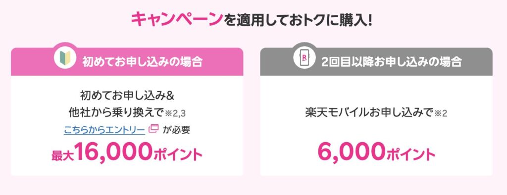 楽天モバイルのキャンペーンを適用しておトクに購入!
